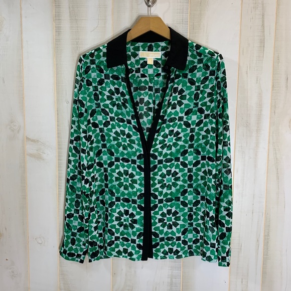 MICHAEL Michael Kors Tops - Michael Kors Green Black Print Top S